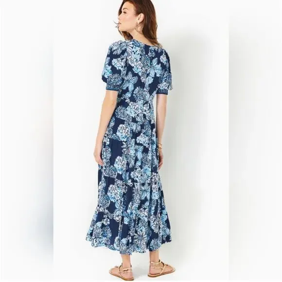 Lilly Pulitzer Ameilia Low Tide Bouquet Engineered Woven Dress Navy Size 4 NWT